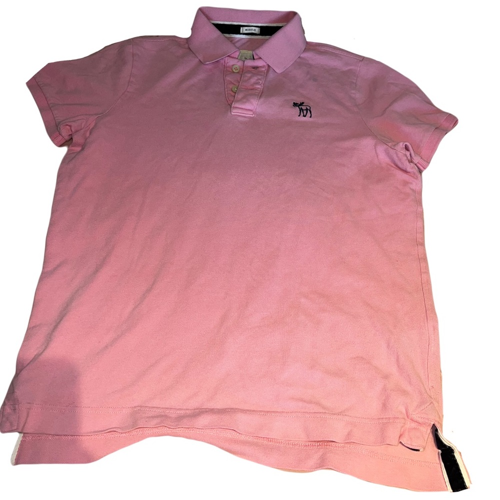 excellent condition pink Abercrombie and Fitch collar shirt with animal logo
